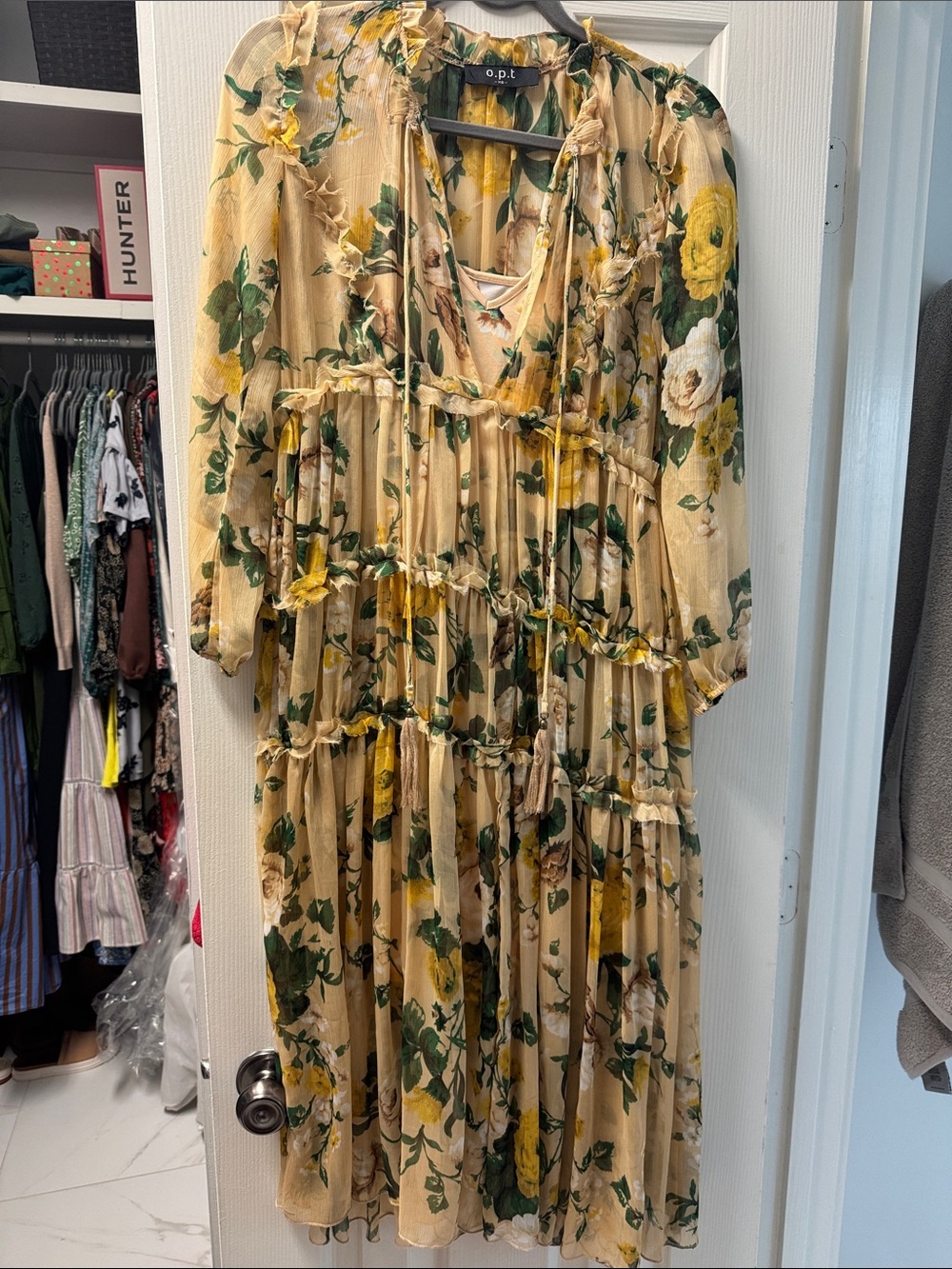 o.p.t. Cream Floral Tiered Maxi Dress